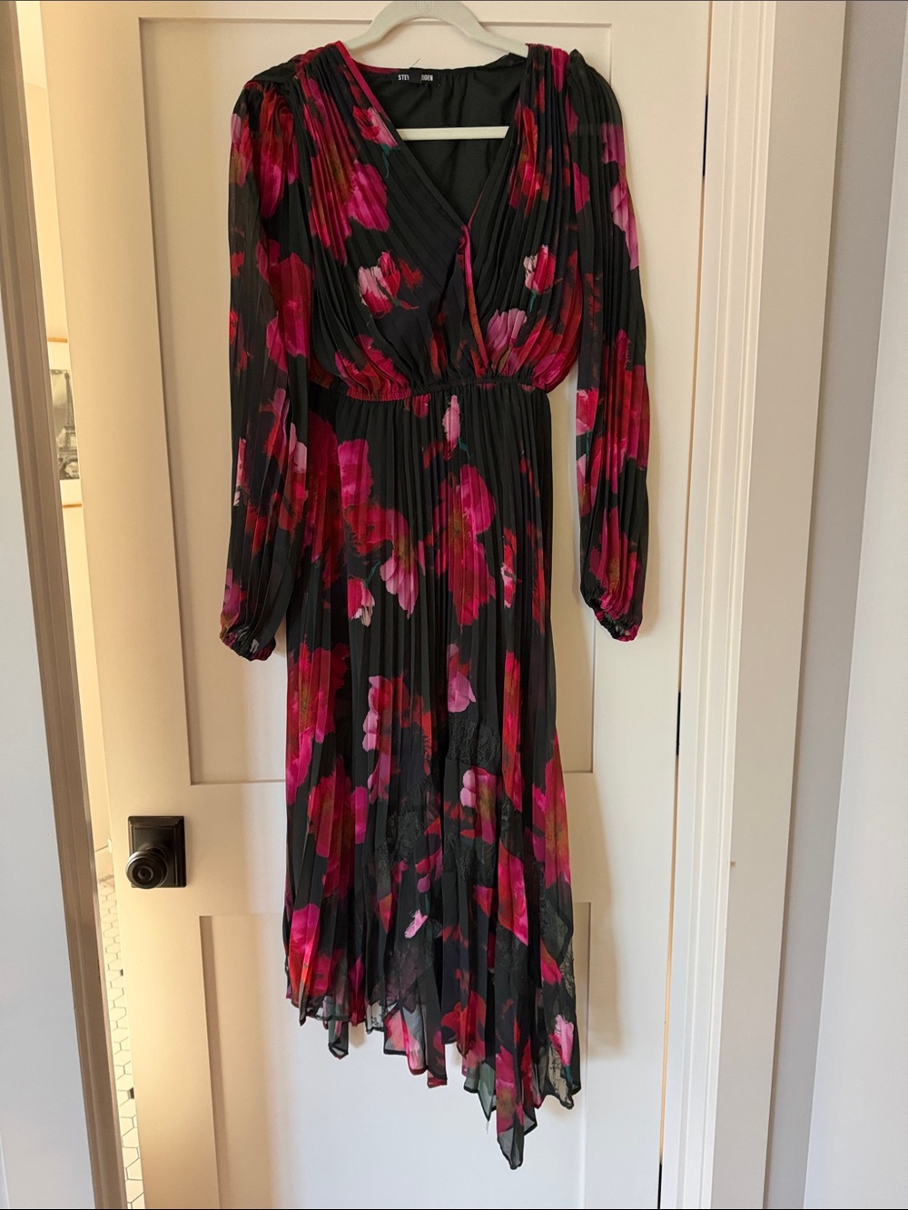 Steve Madden Black Dress with Pink Floral Print